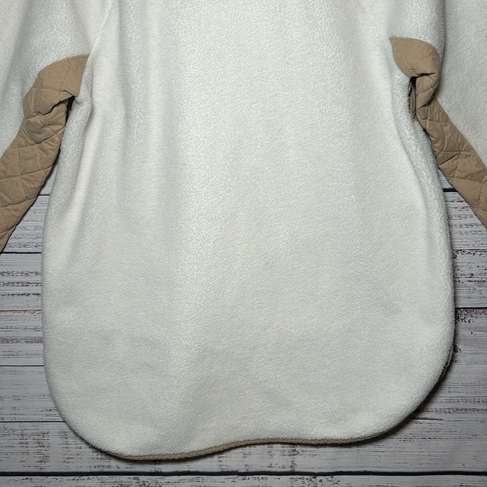 Abercrombie & Fitch Asymmetrical Snap Up Fleece Sweatshirt White and Tan Small - Picture 16 of 16